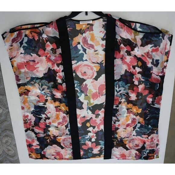 Fortune Swimwear Women's One Size Garden Floral Cold Shoulder Kimono Cover Up - Picture 4 of 6